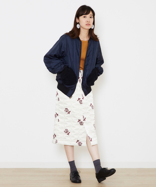 POU DOU DOU（プードゥドゥ）の「リバーシブルMA-1ブルゾン（MA-1・レディース・ブラック/カーキ/ピンクベージュ・3）」の9枚目の写真