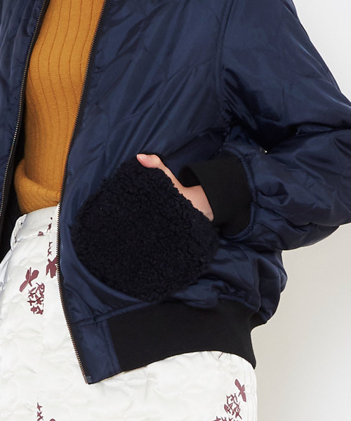 POU DOU DOU（プードゥドゥ）の「リバーシブルMA-1ブルゾン（MA-1・レディース・ブラック/カーキ/ピンクベージュ・3）」の10枚目の写真