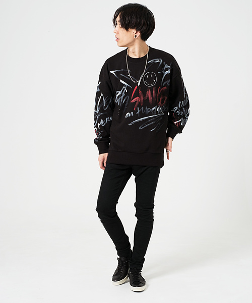 FUGA（フーガ）の「フロント落書きグラフィックトレーナー/スウェット（スウェット・メンズ・ブラック・FREE）」の2枚目の写真