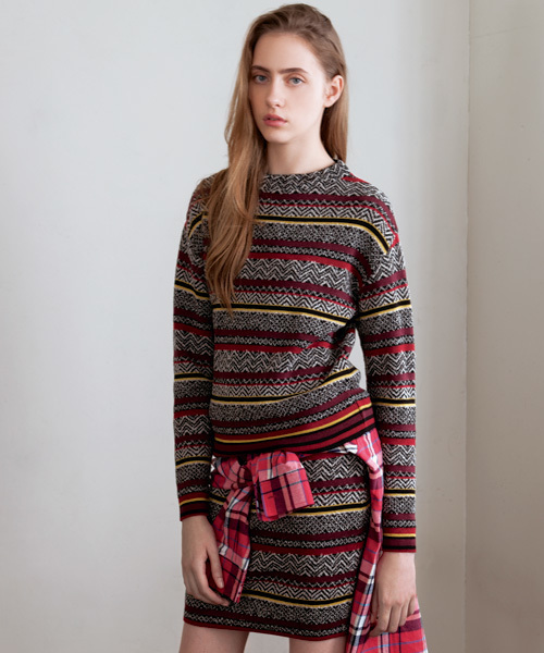 BEAUTY&YOUTH UNITED ARROWS（ビューティーアンドユースユナイテッドアローズ）の「BYBC トライバルジャカードミニスカート （fyoww） ◆（スカート・レディース・レッド/ネイビー・フリー）」の9枚目の写真