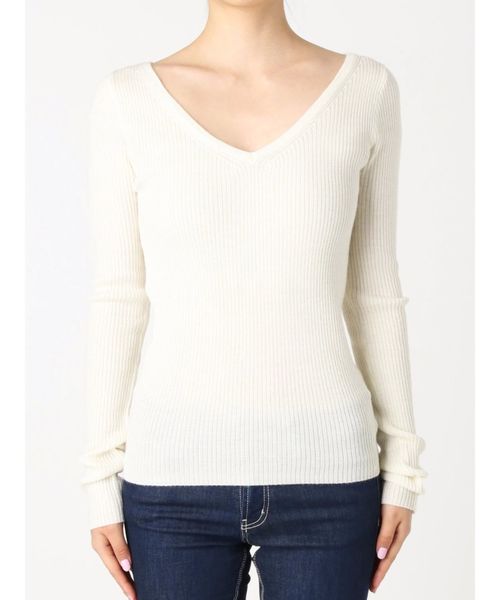 GYDA（ジェイダ）の「リブVネックニットTOPS（ニット/セーター・レディース・オフホワイト/グレー/ブラック/ボルドー・FREE）」の18枚目の写真