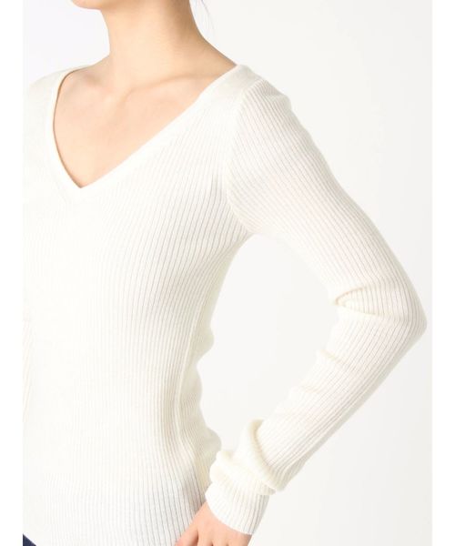 GYDA（ジェイダ）の「リブVネックニットTOPS（ニット/セーター・レディース・オフホワイト/グレー/ブラック/ボルドー・FREE）」の14枚目の写真