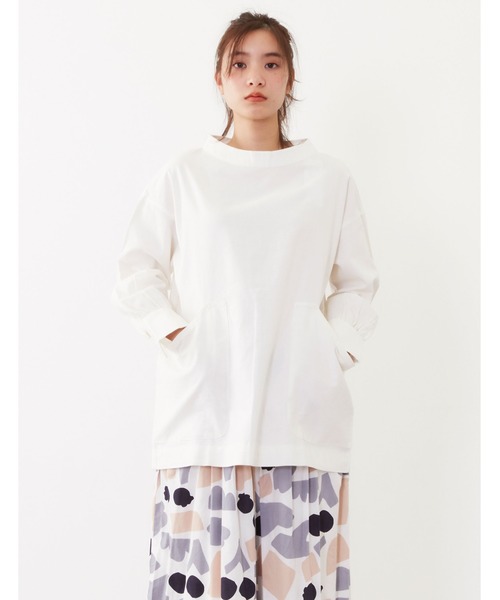 POU DOU DOU（プードゥドゥ）の「ぷっくり袖フィッシャーマンスモック（シャツ/ブラウス・レディース・オフホワイト/ブルー/キナリ・3）」の2枚目の写真