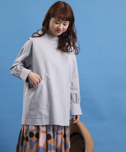 POU DOU DOU（プードゥドゥ）の「ぷっくり袖フィッシャーマンスモック（シャツ/ブラウス・レディース・オフホワイト/ブルー/キナリ・3）」の4枚目の写真