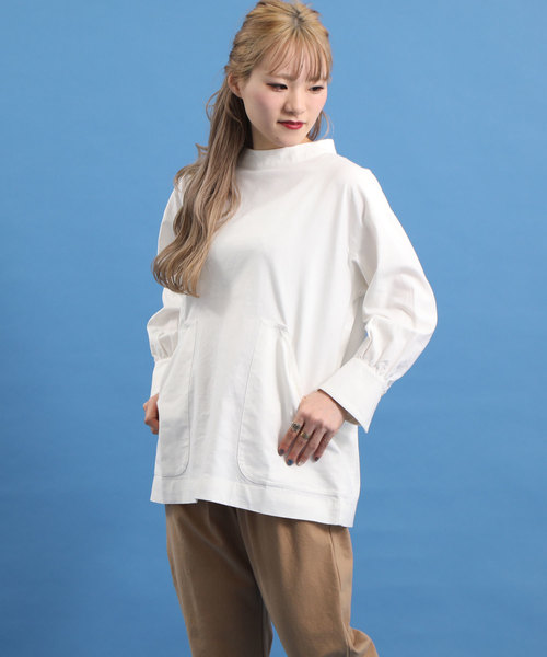 POU DOU DOU（プードゥドゥ）の「ぷっくり袖フィッシャーマンスモック（シャツ/ブラウス・レディース・オフホワイト/ブルー/キナリ・3）」の7枚目の写真