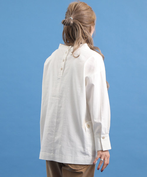 POU DOU DOU（プードゥドゥ）の「ぷっくり袖フィッシャーマンスモック（シャツ/ブラウス・レディース・オフホワイト/ブルー/キナリ・3）」の8枚目の写真