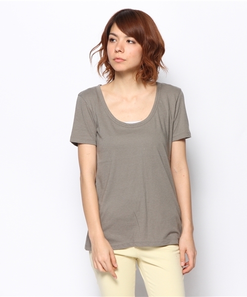 goa(ゴア)の「ベーシックTシャツ(Tシャツ/カットソー・レディース・アイボリー/ブラック/グレー/モカ/カーキ・FREE)」の5枚目の写真