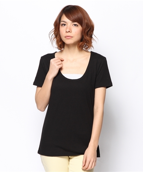 goa(ゴア)の「ベーシックTシャツ(Tシャツ/カットソー・レディース・アイボリー/ブラック/グレー/モカ/カーキ・FREE)」の1枚目の写真