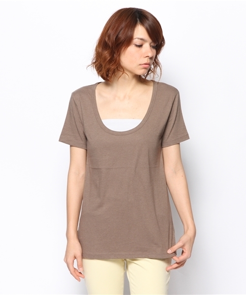 goa(ゴア)の「ベーシックTシャツ(Tシャツ/カットソー・レディース・アイボリー/ブラック/グレー/モカ/カーキ・FREE)」の4枚目の写真