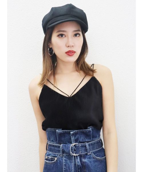 EMODA（エモダ）の「2WAYクロスプリーツキャミソール（キャミソール・レディース・ブラック/カーキ/オレンジ・FREE）」の7枚目の写真