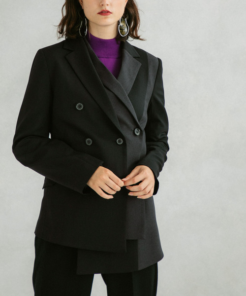 UNITED TOKYO（ユナイテッドトウキョウ）の「レイヤーフロントジャケット（テーラードジャケット・レディース・マルチ/ブラック・1）」の18枚目の写真