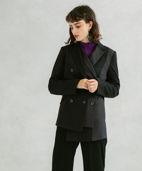 UNITED TOKYO（ユナイテッドトウキョウ）の「レイヤーフロントジャケット（テーラードジャケット・レディース・マルチ/ブラック・1）」の19枚目の写真