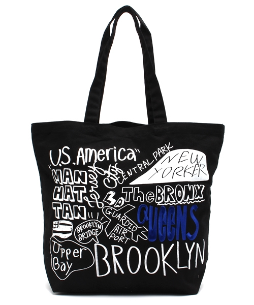 WEGO（ウィゴー）の「WEGO/グラフィティートートバッグ（トートバッグ・メンズ・ホワイト/ブラック・FREE）」の2枚目の写真