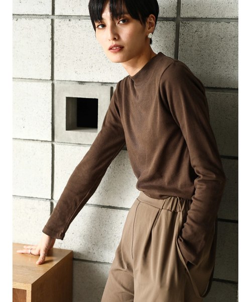 koe(コエ)の「・テレコハイネックプルオーバー(Tシャツ/カットソー)」|ブラウン