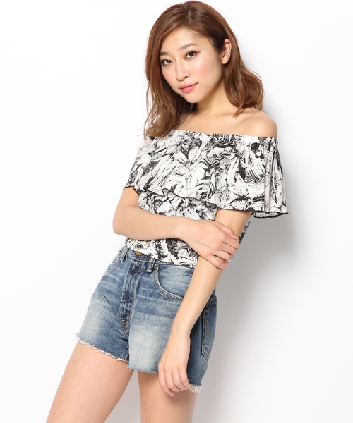LOVE BOAT(ラブ・ボート)の「リゾートオフショルブラウス(Tシャツ/カットソー・レディース・ブラック系/ネイビー系・FREE)」の1枚目の写真