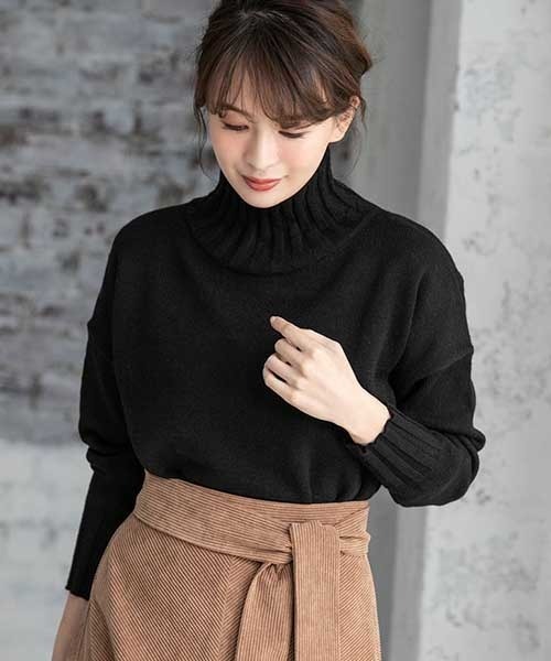 fifth(フィフス)の「ハイネック太リブニット(ニット/セーター・レディース・ブラック/ブラウン/アイボリー・MEDIUM)」の12枚目の写真