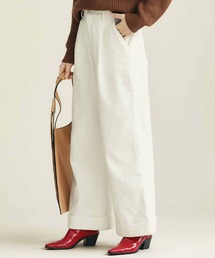 IEDIT クレッシェンドカット(R)で小尻に見せるコーデュロイワイドパンツ