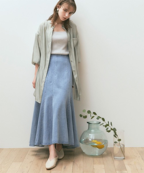 titivate(ティティベイト)の「デニムソフトマーメードスカート(デニムスカート・レディース・ホワイト/ライトブルー/ネイビー・S/M/L)」の9枚目の写真