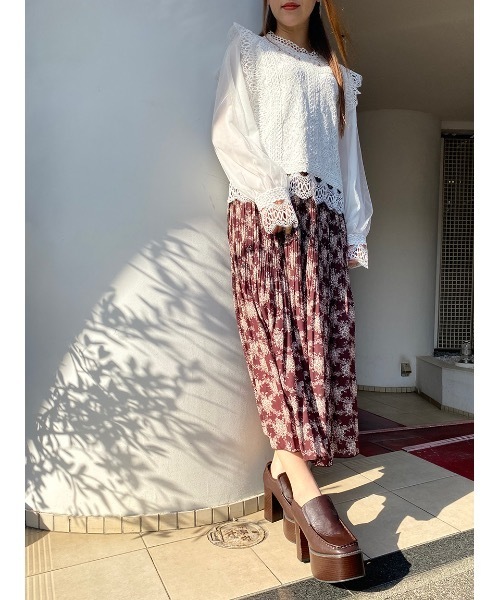 one way（ワンウェイ）の「そでチュールレースTOPS（シャツ/ブラウス・レディース・ブラック/ベージュ/ホワイト・M）」の5枚目の写真