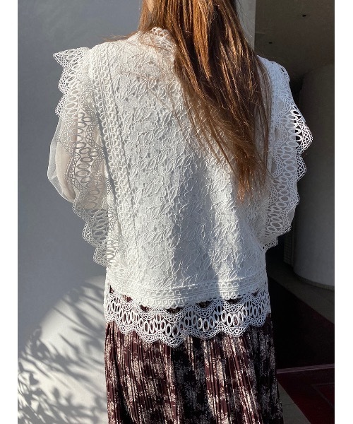 one way（ワンウェイ）の「そでチュールレースTOPS（シャツ/ブラウス・レディース・ブラック/ベージュ/ホワイト・M）」の9枚目の写真