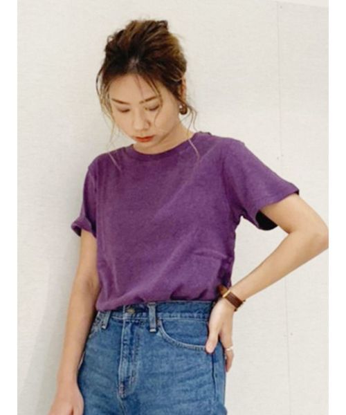 Ungrid（アングリッド）の「オーガニックコットンTee（Tシャツ/カットソー・レディース・ブラック/パープル/モカ/オフホワイト・FREE）」の2枚目の写真