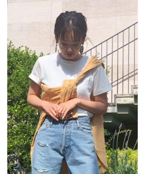Ungrid（アングリッド）の「オーガニックコットンTee（Tシャツ/カットソー・レディース・ブラック/パープル/モカ/オフホワイト・FREE）」の3枚目の写真