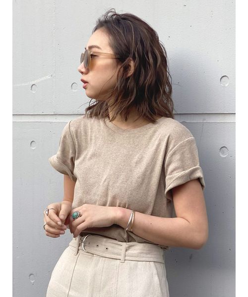 Ungrid（アングリッド）の「オーガニックコットンTee（Tシャツ/カットソー・レディース・ブラック/パープル/モカ/オフホワイト・FREE）」の4枚目の写真