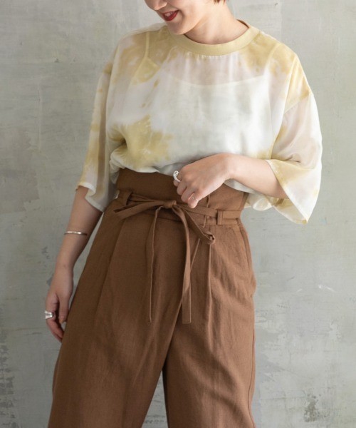 LOWRYS FARM(ローリーズファーム)の「タイダイシアーTEE 881025(Tシャツ/カットソー・レディース・ブラック/イエロー/ブルー/アイボリー・FREE)」の1枚目の写真