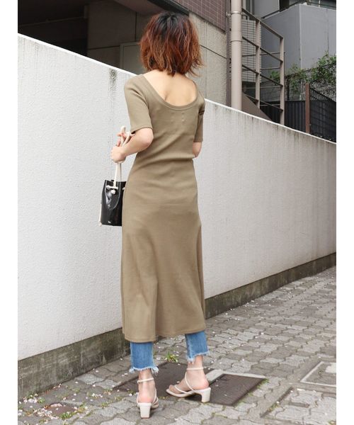 Ungrid アングリッド の Zozo限定 ハーフスリーブテレコワンピース ワンピース Wear