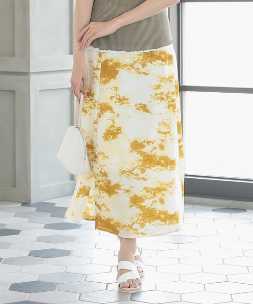 KOBE LETTUCE（コウベレタス）の「タイダイプリントマーメイドスカート（スカート・レディース・グリーン/イエロー/ベージュ・FREE）」の8枚目の写真