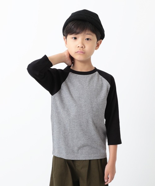 devirock（デビロック）の「ラグラン7分袖Tシャツ（Tシャツ/カットソー・キッズ・スミクロ/モカ/ブラック/キャメル・110cm/140cm/160cm/100cm/80ｃｍ/130cm/120cm/150cm/90cm）」の2枚目の写真