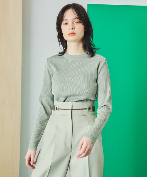 UNITED TOKYO（ユナイテッドトウキョウ）の「【OnE】ダブルフェイスニットプルオーバー（ニット/セーター・レディース・パープル/オフホワイト/ピンク/ブルー/ブラック/グレイッシュベージュ/ブルー系その他/グリーン/サックスブルー・1/2）」の5枚目の写真