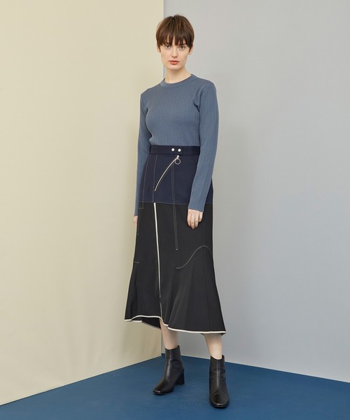 UNITED TOKYO（ユナイテッドトウキョウ）の「【OnE】ダブルフェイスニットプルオーバー（ニット/セーター・レディース・パープル/オフホワイト/ピンク/ブルー/ブラック/グレイッシュベージュ/ブルー系その他/グリーン/サックスブルー・1/2）」の22枚目の写真