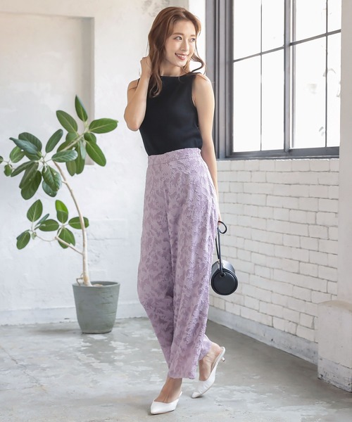 KOBE LETTUCE(コウベレタス)の「オパール花柄セミワイドパンツ(その他パンツ・レディース・ブラック/パープル系その他/レッド系その他・FREE)」の14枚目の写真