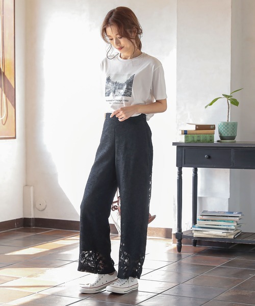 KOBE LETTUCE(コウベレタス)の「オパール花柄セミワイドパンツ(その他パンツ・レディース・ブラック/パープル系その他/レッド系その他・FREE)」の17枚目の写真
