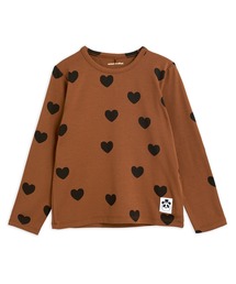 Mini Rodini（ミニロディーニ）の「mini rodini / ハート総柄 ロングTシャツ（Tシャツ/カットソー・キッズ）」