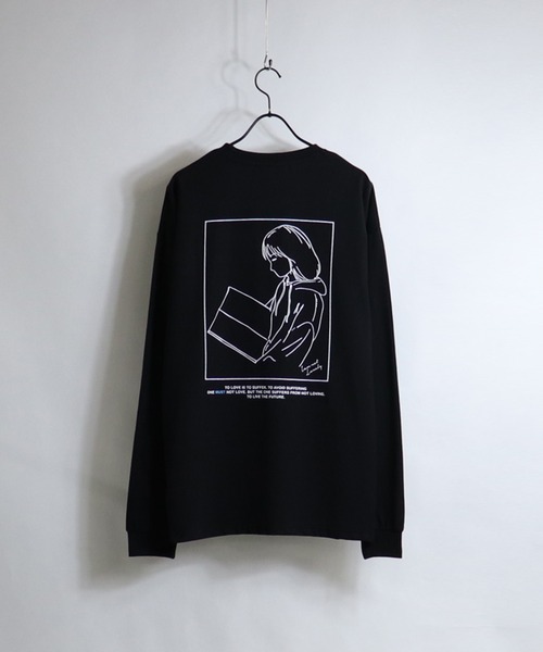 Confirm（コンファーム）の「Confirm / コンファーム ガールオリジナルイラスト ビッグシルエットロンT（Tシャツ/カットソー・メンズ・ホワイト/チャコールグレー/ブラック/ベージュ/サックスブルー/グリーン/ミント/ホワイト系その他/ホワイト系その他2・M/L）」の4枚目の写真