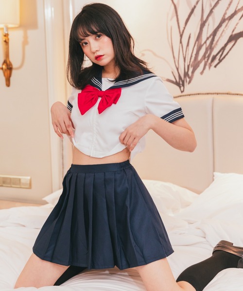 BODYLINE - ボディライン セーラー服 コスプレ BODYLINE - BODYLINE ボディライン 黒 白 襟 セーラー服風 上下
