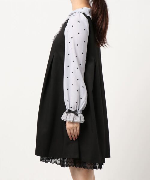♡Secret Honey ハートドットクロスワンピース （黒）♡ Secret Honey（シークレットハニー）の「ハートドットクロス