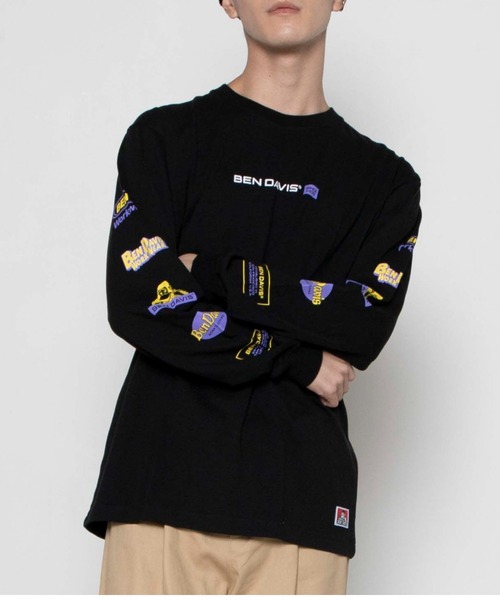 BEN DAVIS(ベンデイビス)の「WEGO/BEN DAVIS 袖プリントロゴロンT(Tシャツ/カットソー・メンズ・ホワイト/ブラック・MEDIUM/LARGE)」の2枚目の写真