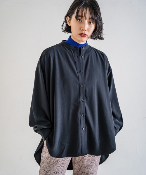 PAGEBOY（ページボーイ）の「バンドカラージョーゼットシャツ（シャツ/ブラウス・レディース・オフホワイト/ブラウン/ブラック・FREE）」の6枚目の写真