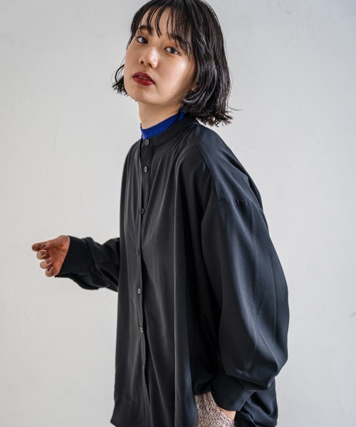 PAGEBOY（ページボーイ）の「バンドカラージョーゼットシャツ（シャツ/ブラウス・レディース・オフホワイト/ブラウン/ブラック・FREE）」の8枚目の写真