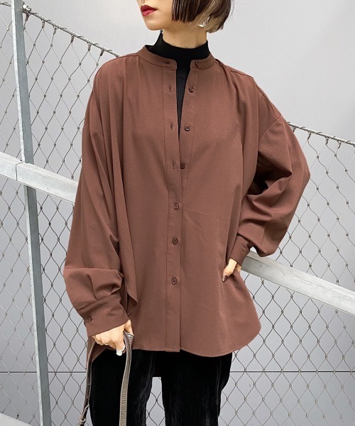 PAGEBOY（ページボーイ）の「バンドカラージョーゼットシャツ（シャツ/ブラウス・レディース・オフホワイト/ブラウン/ブラック・FREE）」の11枚目の写真