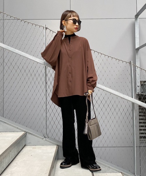 PAGEBOY（ページボーイ）の「バンドカラージョーゼットシャツ（シャツ/ブラウス・レディース・オフホワイト/ブラウン/ブラック・FREE）」の13枚目の写真