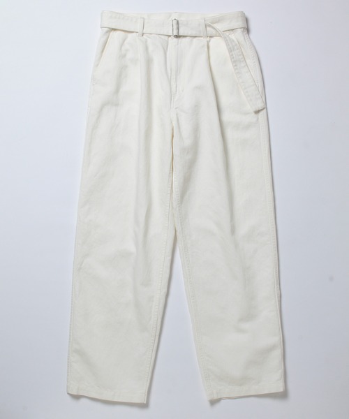 ADAM ET ROPE'(アダムエロペ)の「【コットン×和紙】ベルテッド ルーズテーパード ワークパンツ(その他パンツ・メンズ・ホワイト/ネイビー・M/L)」の2枚目の写真