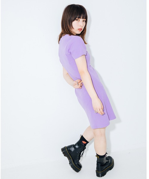 X-girl（エックスガール）の「FACE COMPACT S/S TEE DRESS