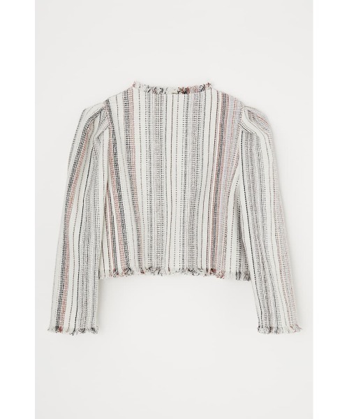 MOUSSY(マウジー)の「NO COLLAR FRINGE ジャケット(ノーカラージャケット・レディース・オレンジ/アイボリー・FREE)」の9枚目の写真