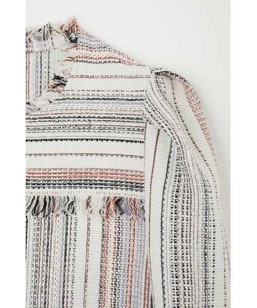 MOUSSY(マウジー)の「NO COLLAR FRINGE ジャケット(ノーカラージャケット・レディース・オレンジ/アイボリー・FREE)」の11枚目の写真