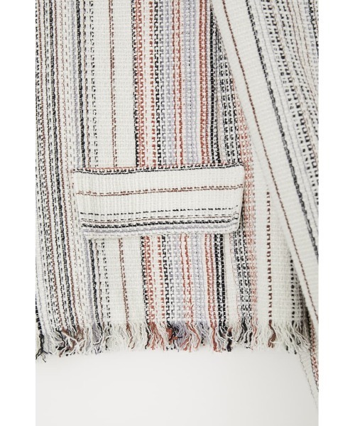 MOUSSY(マウジー)の「NO COLLAR FRINGE ジャケット(ノーカラージャケット・レディース・オレンジ/アイボリー・FREE)」の15枚目の写真