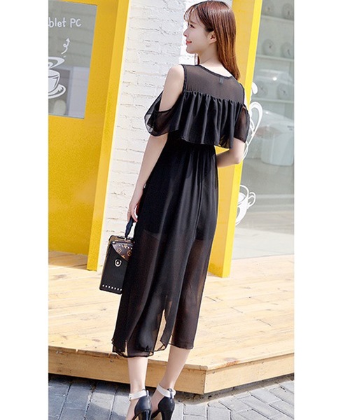 LUGG NAGG(ラグナグ)の「オフショルダーシフォンマキシワンピース(ワンピース・レディース・ライトグリーン/ホワイト系その他/ブラック/ブルー系その他/ピンク系その他/グレー系その他/ベージュ系その他/ライトブルー/レッド・MEDIUM/X-LARGE/LARGE)」の15枚目の写真